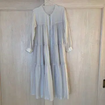 ACUTA 시어 롱 티어드 셔츠 원피스