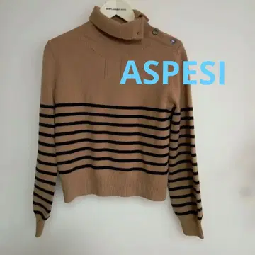 ASPESI 스트라이프 하이넥 니트 스웨터