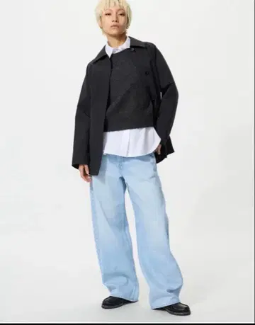 유니클로 배기 커브 청바지 28