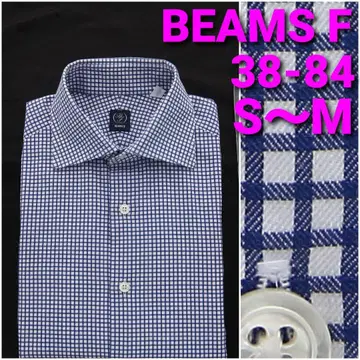 BEAMS F 비즈니스 셔츠 38-84 S~M 그래프 체크 와이드 칼라