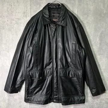 최상급 소가죽 카우 레더 카 코트 블랙 천연 가죽 충전솜 없음