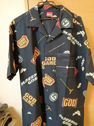 밀리오갓 GOD 알로하 셔츠 L 사이즈 네이비 새상품급