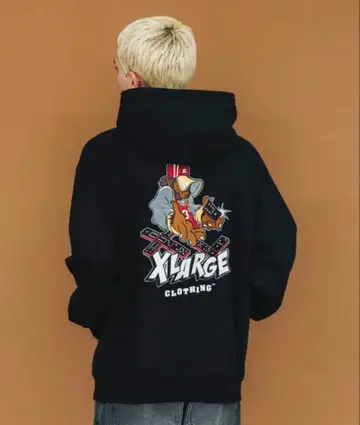 XLARGE 그래픽 후드티 블랙