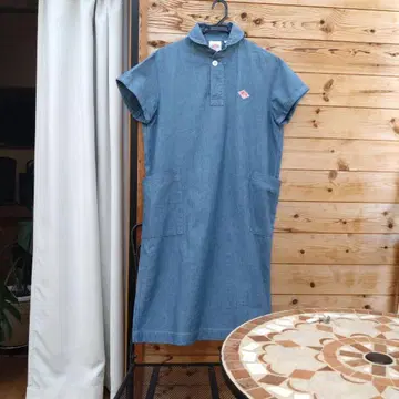 주말 한정 판매 단톤 데님 블루 반팔 셔츠 원피스