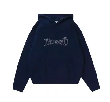 [ 레어 ] BLESSU 후드티 짧은 기장 스트릿 인기 네이비