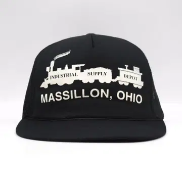 90s USA 기업 로고 빈티지 메쉬 캡 철도 오하이오 기관차