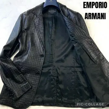 레어!! XXL 사이즈 엠포리오 아르마니 가죽 테일러드 자켓 블랙
