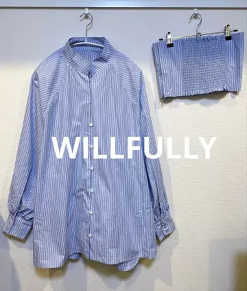 새상품급 WILLFULLY 면100% 셔츠 블라우스 스트라이프
