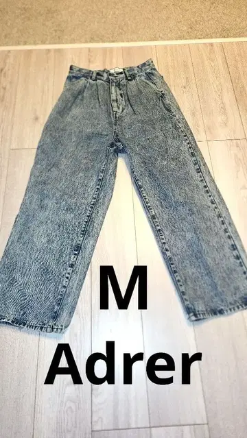 Adrer 와이드 레그 데님 팬츠 M 아들러 케미컬 워시 청바지