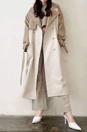 GYDA 새상품 인조 가죽 도킹 트렌치코트