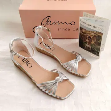 gaimo 가이모 스페인 에스파드리유 가죽 샌들 실버 39 천연 가죽