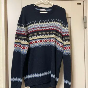 Hush Puppies 네이비 페어아일 패턴 니트 스웨터 L