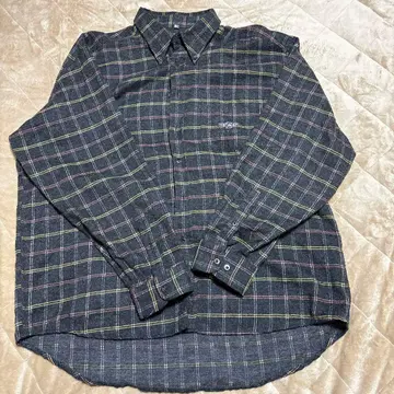 빅 실루엣 체크 셔츠 XXL 자수 로고 구제 의류 빅 루즈