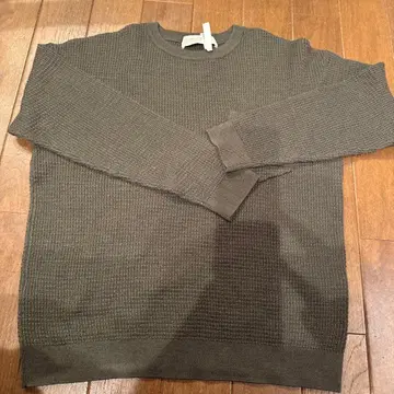 여성용 상의 얇은 소재 니트 카키색