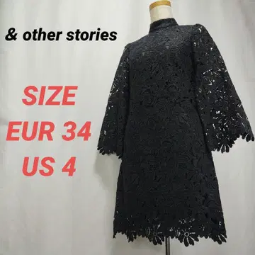 앤드 other stories 케미컬 레이스 원피스 꽃무늬 블랙