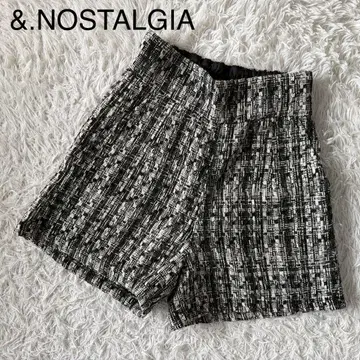 [ 노스탤지어 ] 완판템 트위드 숏팬츠 M 히가시하라 아키 흑백 y2k