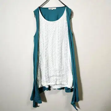 CUTIE BLONDE 탱크탑 레이스 상의 파랑 L