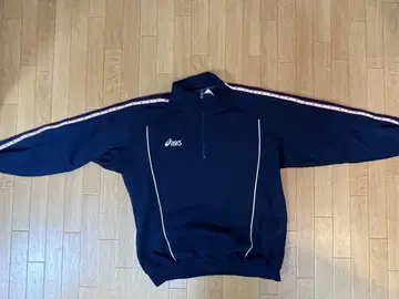 asics 네이비 하프 지퍼 트랙 자켓