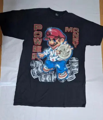 [마리오] 그래픽 티셔츠 블랙 빅사이즈 3L