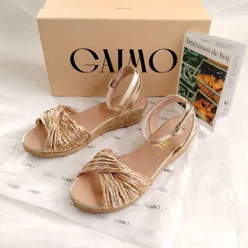 gaimo 가이모 스페인 에스파드리유 웨지 샌들 골드 36 천연 가죽