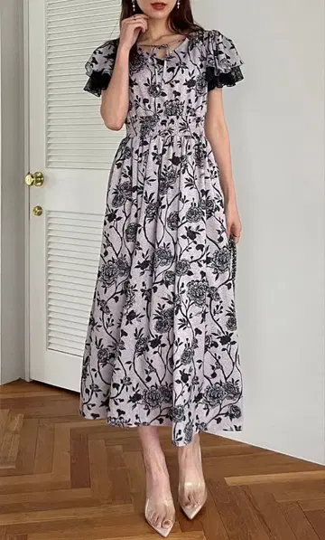 ROYAL PARTY 오리지널 꽃무늬 롱 원피스 반팔 로이파 히메 갸루