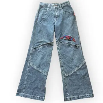 Y2K 스파이더맨풍 와이드 데님 30 절개 기믹 헤이세이 그런지