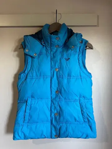 ROXY 후드 부착 다운 베스트 파랑 M 사이즈