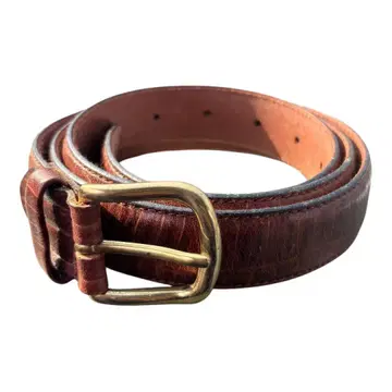 이탈리아제 천연 가죽 브라운 가죽 벨트 놋쇠 빈티지