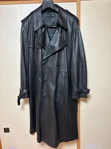 [레어 사이즈] JEAN-LOUIS SCHERRER 가죽 트렌치코트 3L