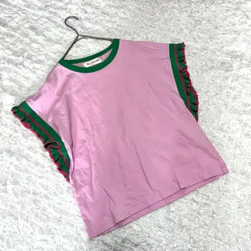 새상품급 [레이빔즈] (F) 반팔 프릴 T셔츠 핑크 그린 캐주얼