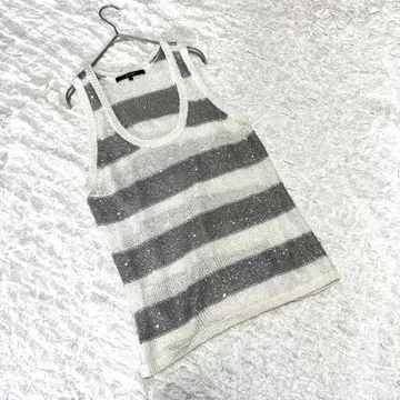 새상품급 [ 맥피 ] ( 1 ) 스팽글 탱크탑 그레이 x 화이트 마 혼방