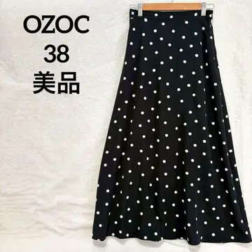 새상품급 오조크 도트 스커트 플레어 롱 도트 고급 블랙 38 봄/여름