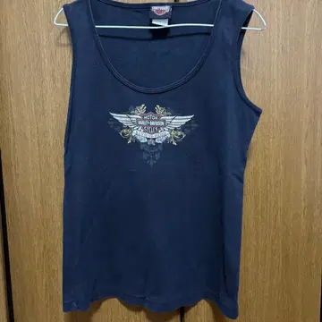 Harley-Davidson 탱크탑 블랙 로고 구제 의류 L 사이즈