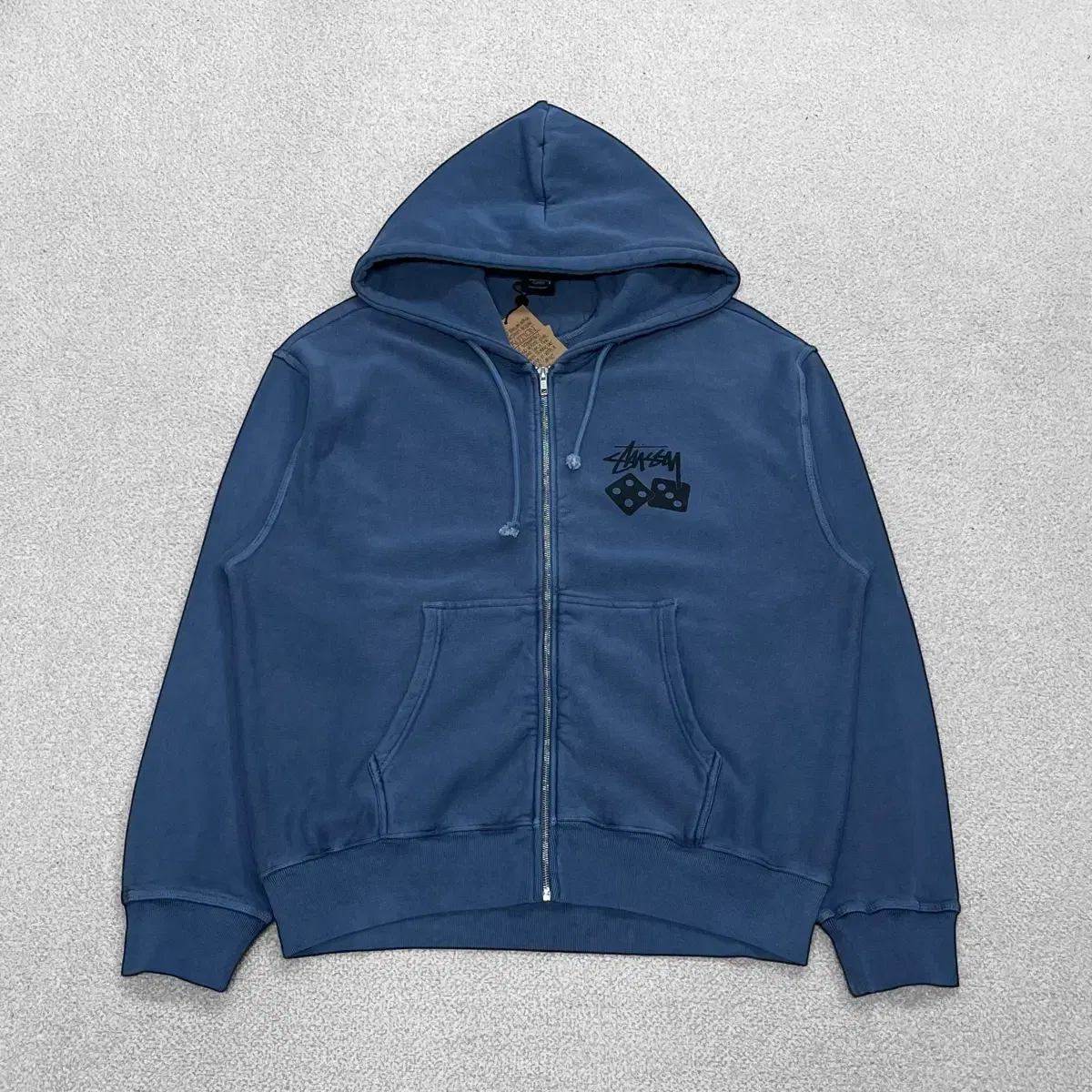 New Product) Stussy Pigment Dyed Dice Zip Hoodie Black L Size