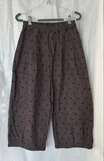 코튼 린넨 도트 와이드 팬츠 선밸리 다보팬 도트 허리밴딩