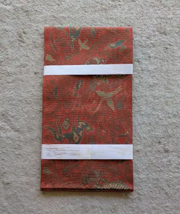 후쿠로 오비 오렌지 계열 동물 패턴 사라사풍