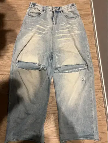 배기 데님 디스트로이 스케이터 청바지