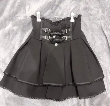 LIZLISA 리즈리사 2단 리본 벨트 치마바지 블랙 블랙