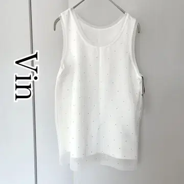 Vin 새상품 탱크탑 시어 반짝이는 화이트 상의