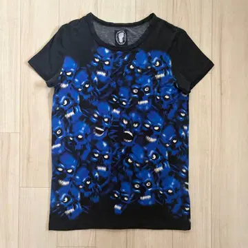 Bernhard Willhelm 스컬 패턴 T셔츠 아카이브 블랙 x 블루