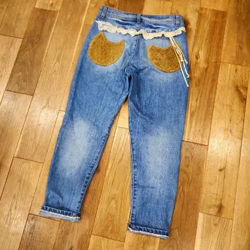 프랑슈리페 데님 팬츠 고양이 포켓 레이스 S 귀여운