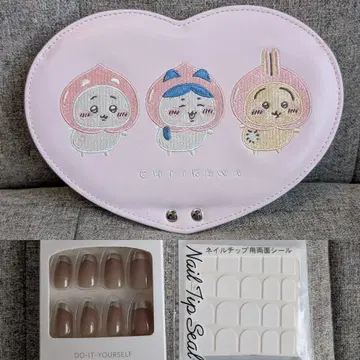 치이카와 하트형 거울/프렌치 네일 칩/네일 씰 세트
