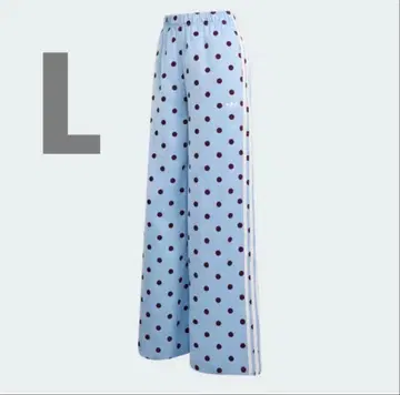 미사용 새상품 adidas 새틴 도트 와이드 레그 팬츠 블루