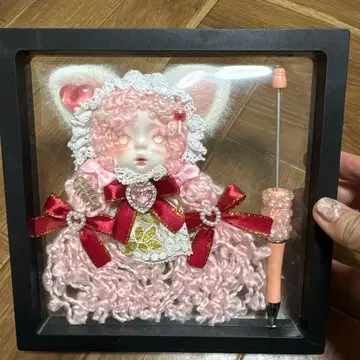 한정품 핑크 고양이 귀 인형 브로치 커스텀 볼펜