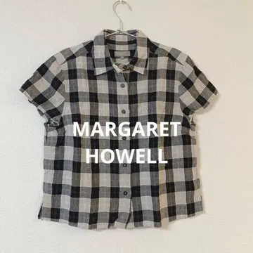 마가렛호웰 반팔 셔츠 블라우스 린넨 100% 체크 셔츠