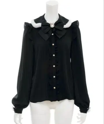 Secret Honey 퍼 트리밍 블라우스