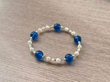 빈티지 비즈 퍼시픽 블루 펄 팔찌