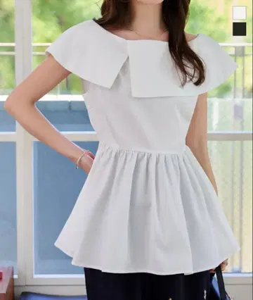 고베 레터스 케이프 옷깃 페플럼 블라우스