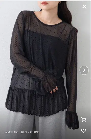 플로키 도트 튤 프릴 상의