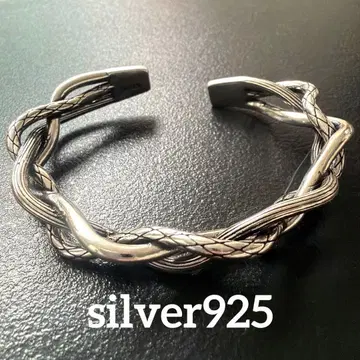 뱅글 팔찌 실버 925 트위스트 순은 남성용 빈티지